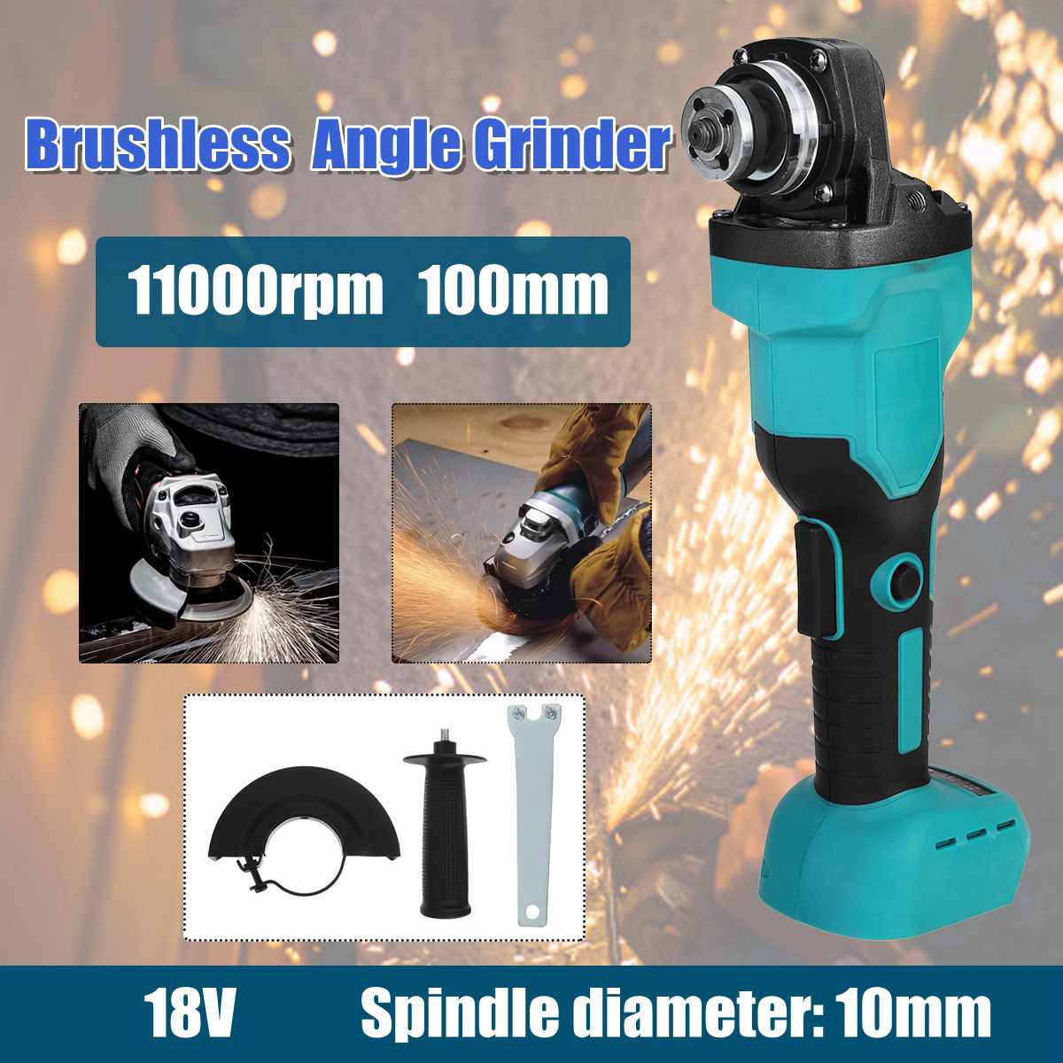 800W 18V Brushless Cordless 100mm Impact Angle Grinder Variable Speed For Makita Battery DIY Power Tool Cutting Machine Polisher