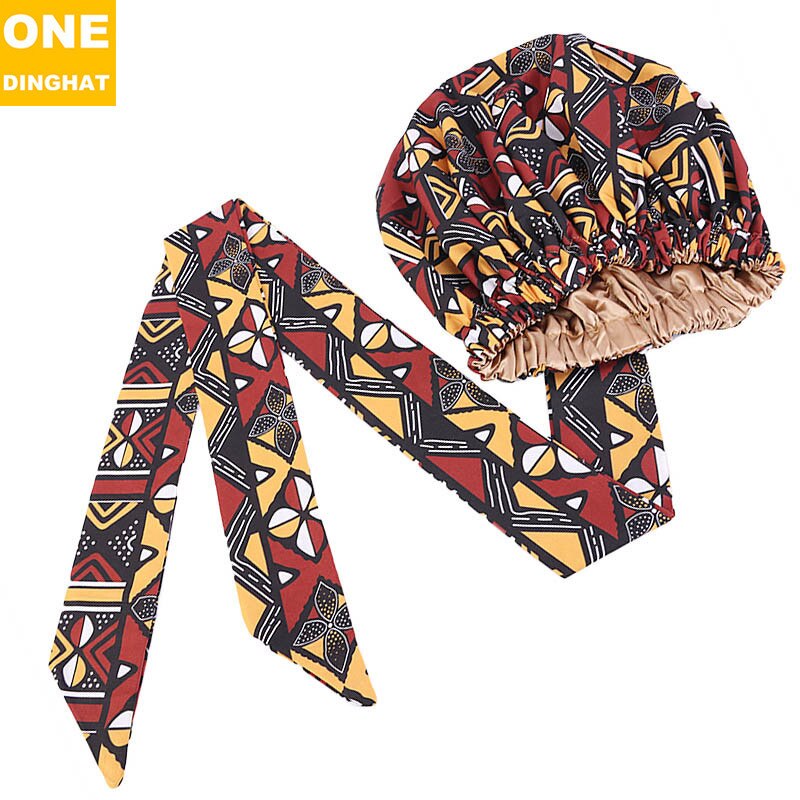 Grand couvre-chef africain Ankara en Satin pour femmes noires, couvre-chef de soins infirmiers, prêt à porter, chimio: S