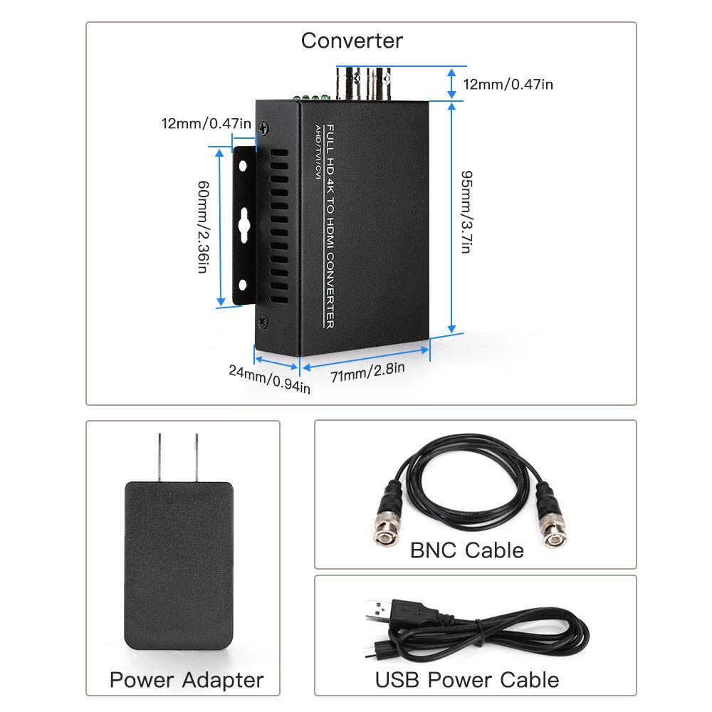 Convertisseur vidéo AHD vers HDMI | 4k, caméra de vidéosurveillance Full HD, caméra TVI 5 mp pour caméra de vidéosurveillance, convertisseur vidéo