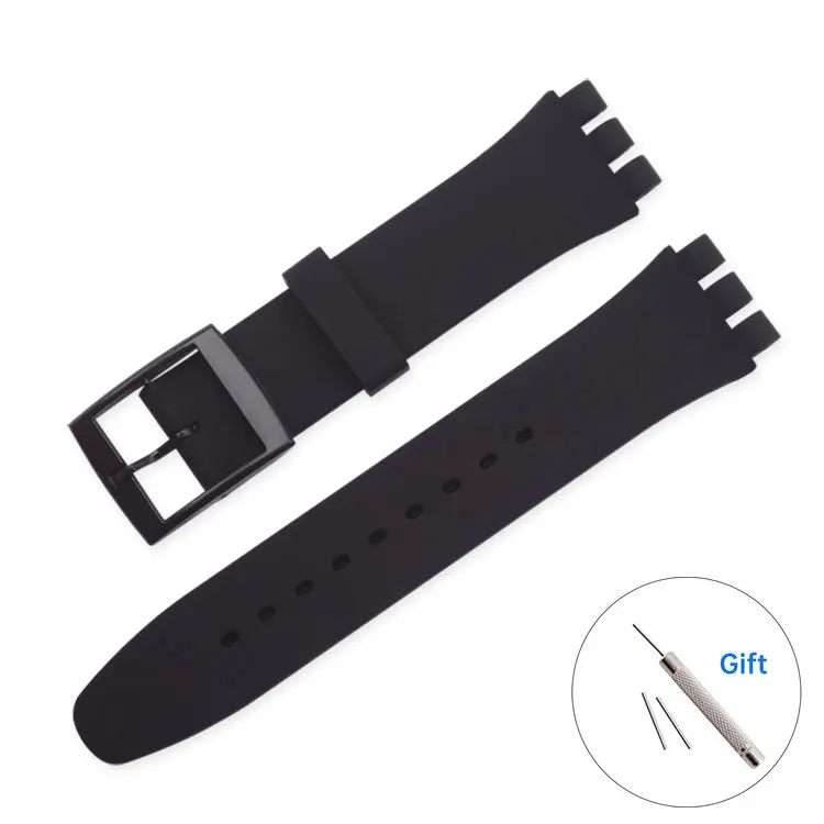 Correas de reloj de resina para hombre, accesorios, pulsera deportiva de goma resistente al agua, correa de silicona de 16, 17, 19, 20mm para Swatch GW164 GB274: Rosa / 19mm