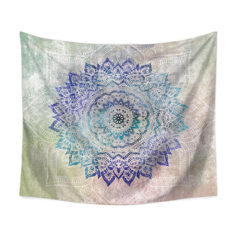 Tapiz de Mandala negro, tapiz de Mandala bohemio, tapiz de Mandala gris, mármol, dorado, azul, para colgar en la pared, tapiz indio bohemio de playa, manta, colchón: B