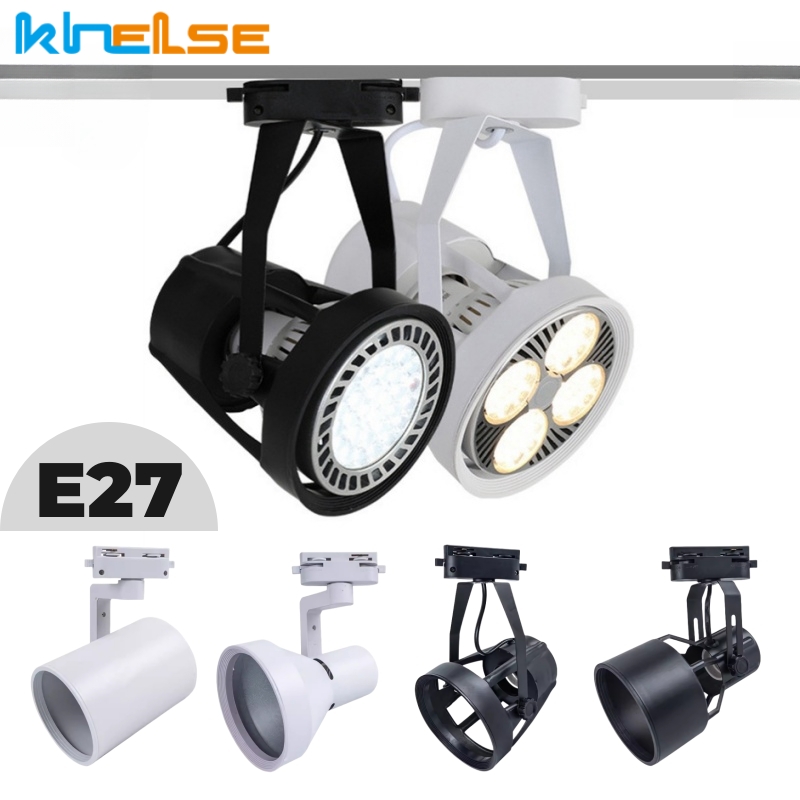 Par30 led e27 base de suporte de luz de pista 2 fios ferroviário lâmpadas de teto titular loja de roupas sala de estar soquete de holofote substituível