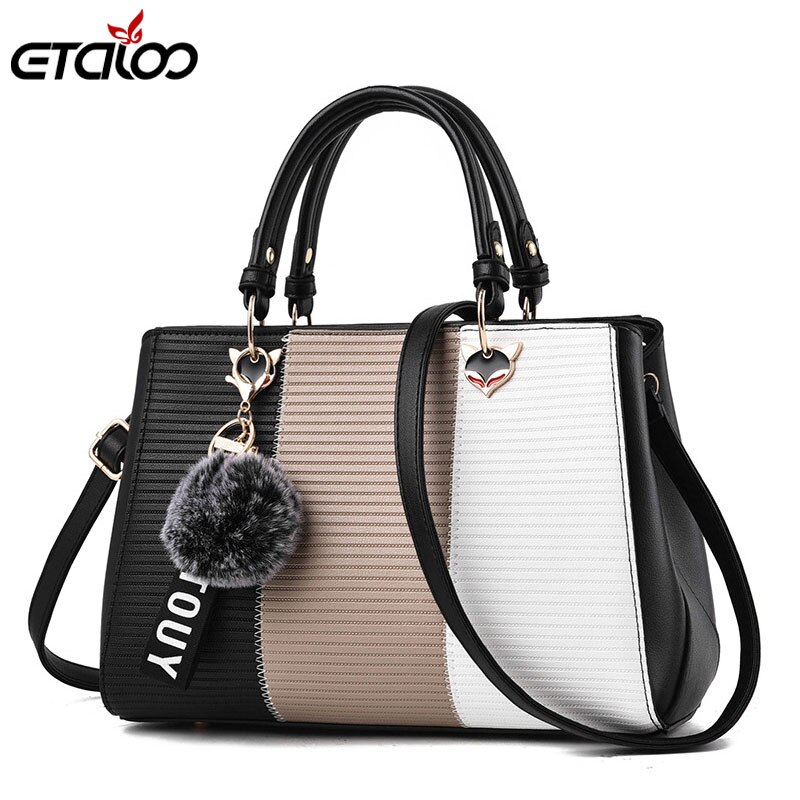 Women's Handbags Leather Bags for Women Casual Tote Ladies Bags Bolsos Fur Women Messenger Bags: Khaki