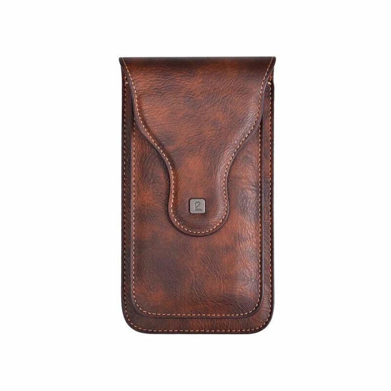 Casual 4.7-6.5&#39;&#39; Phone Bag Pouch For iPhone Samsung Huawei Xiaomi Universal Belt Clip Holster Magnetic Vertical Phone Case: brown