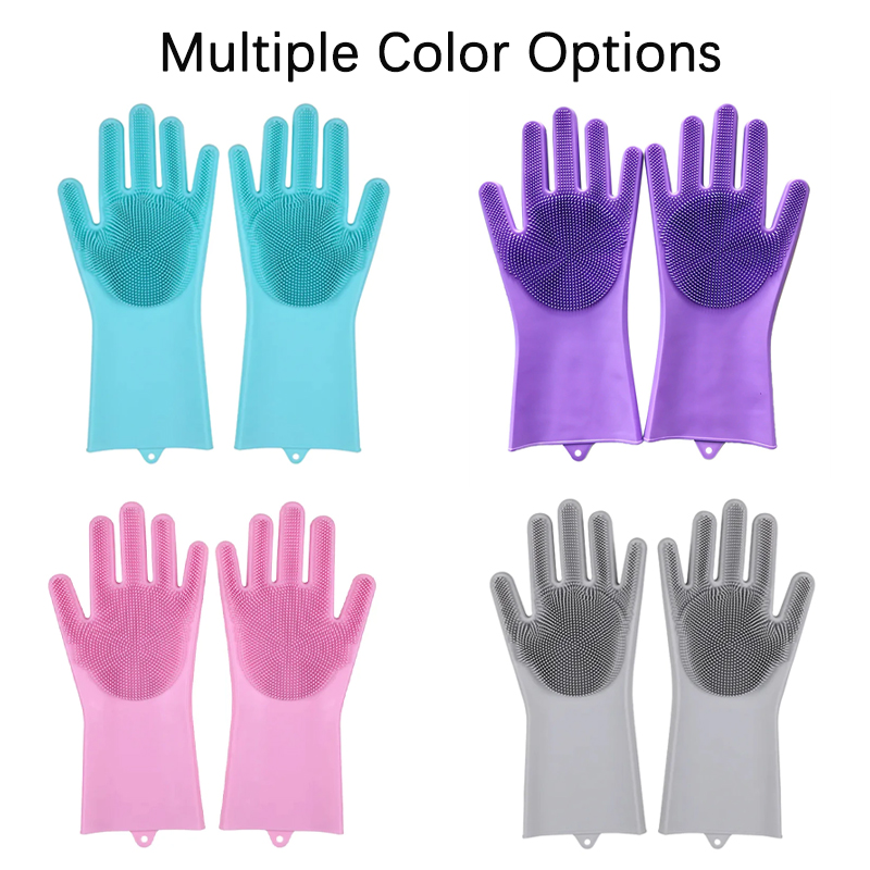 Gants magiques de nettoyage de la vaisselle en caoutchouc Silicone, 1 paire, pour l'entretien de la maison, éponge à récurer, outils de nettoyage de la cuisine