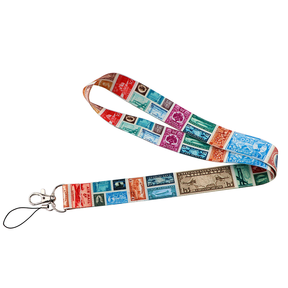 PC3599 American Vintage Stamps Lanyard Badge ID Lanyards Mobile Phone Rope Key Lanyard Neck Straps Accessories