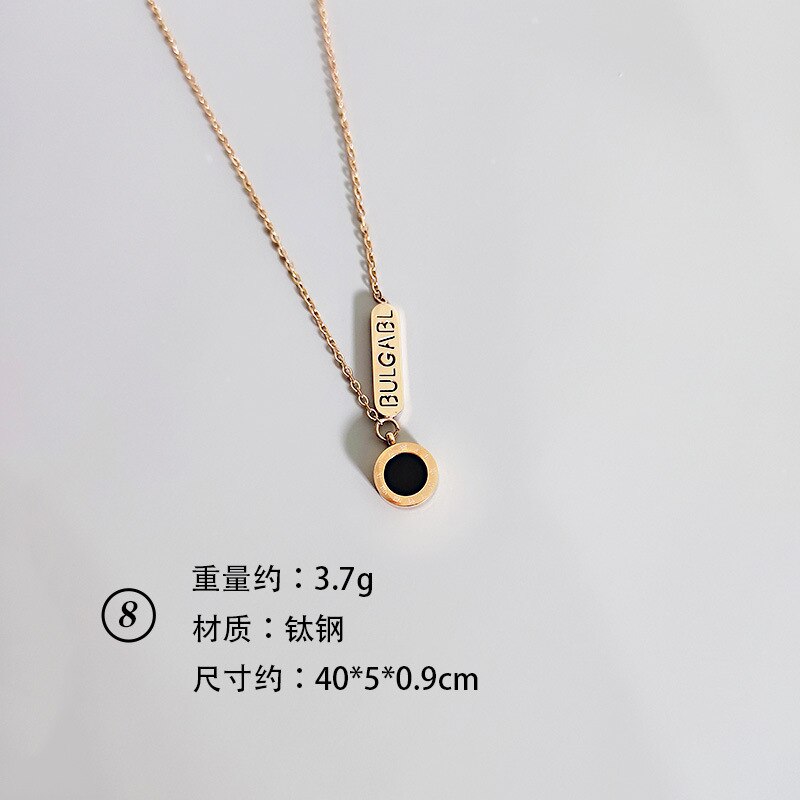 koreanische Vintage Edelstahl Rose Gold Halskette Für Frauen Sterne Mond Geometrische Kette Halskette Schmuck Zubehör: 8