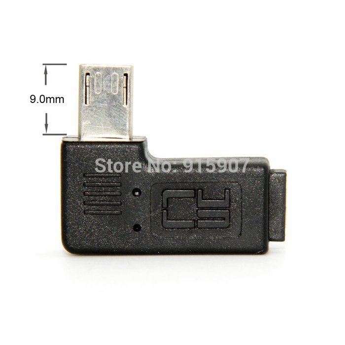 Zihan 9mm Long Connector 90 Degree Right Angled Micro USB 2.0 5Pin Male to Mini USB Female Extension Adapter