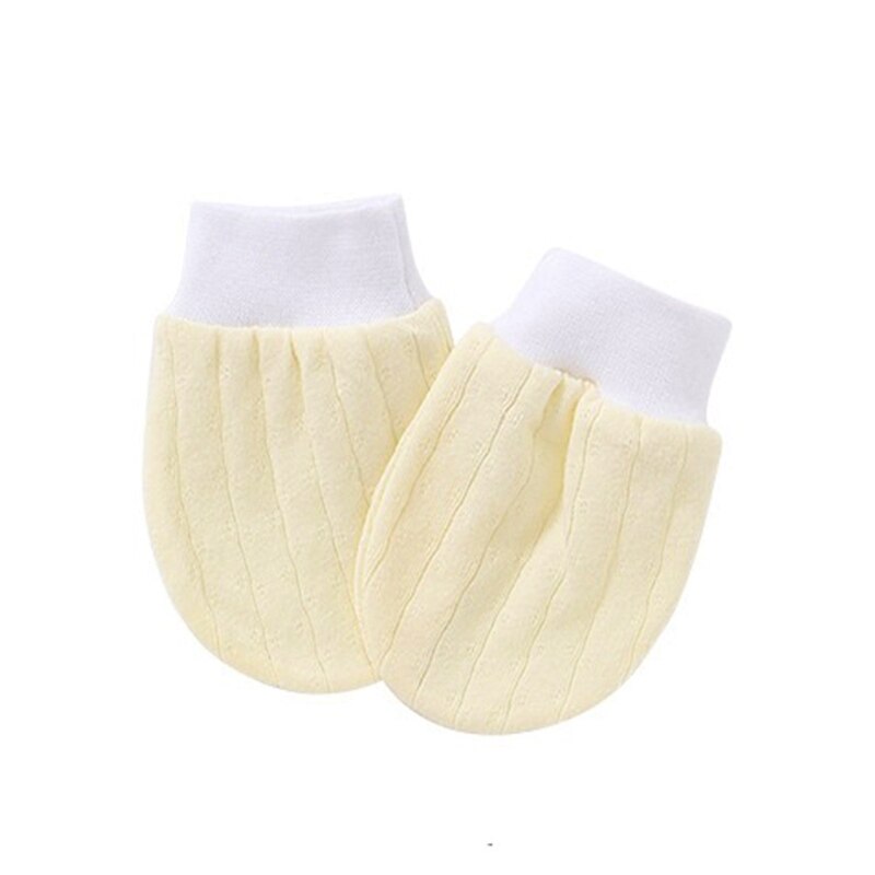 Guantes antiarañazos de algodón para bebé, manoplas de protección facial, accesorios para niños, D0AF, 1 par: Yellow 1