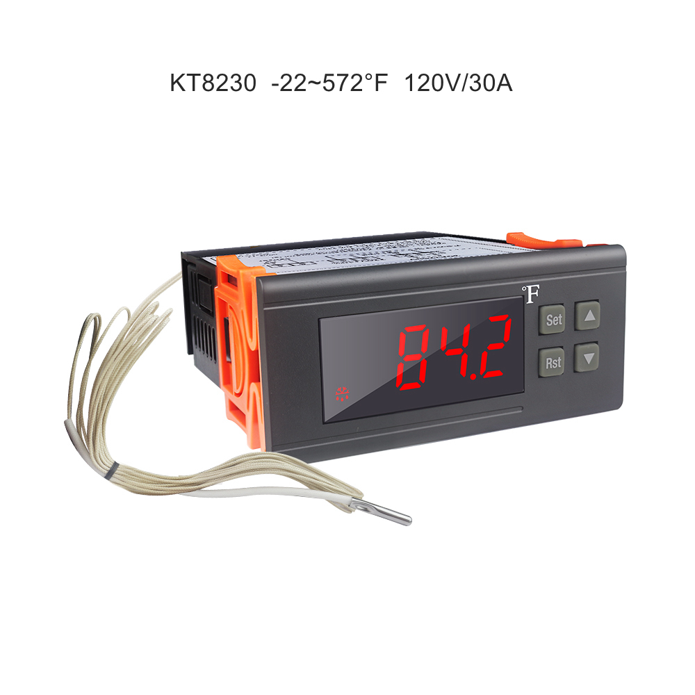 Thermostat 220V 30A -30~300 Celsius Digital Temperature Controller Thermostat Regulator with NTC Sensor Relay Output: -22-572F 120V 30A