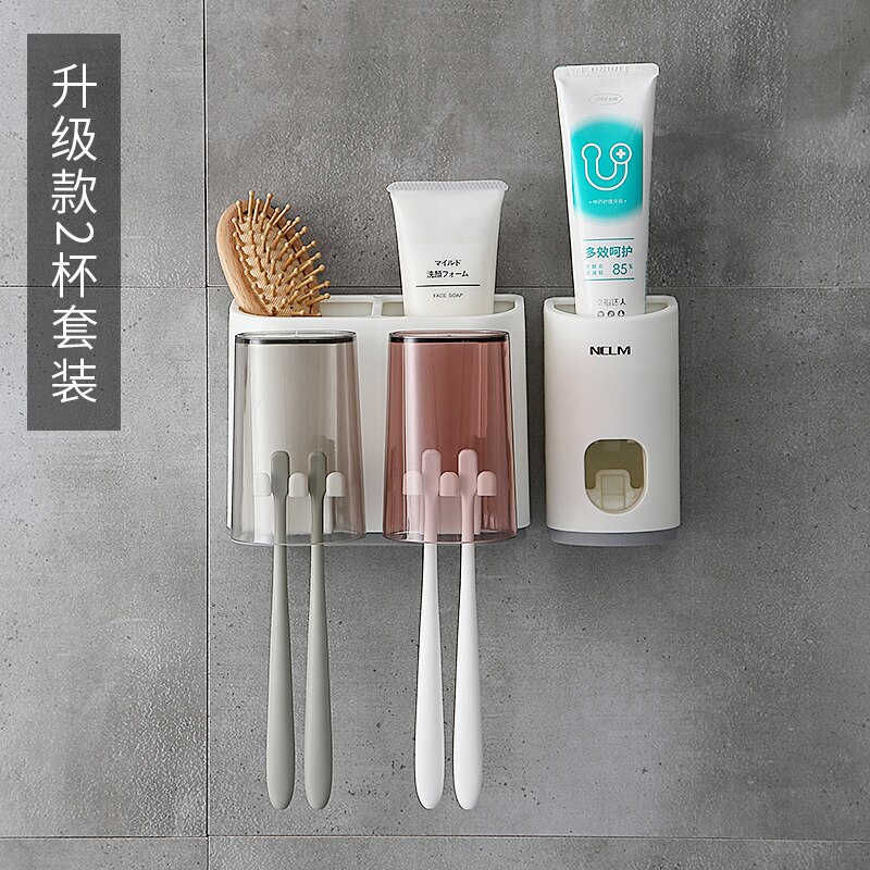 Bad vegg-type tannbørsteholder hullhull børste kopp vegg-type veggmontert munnvann: Burgunder