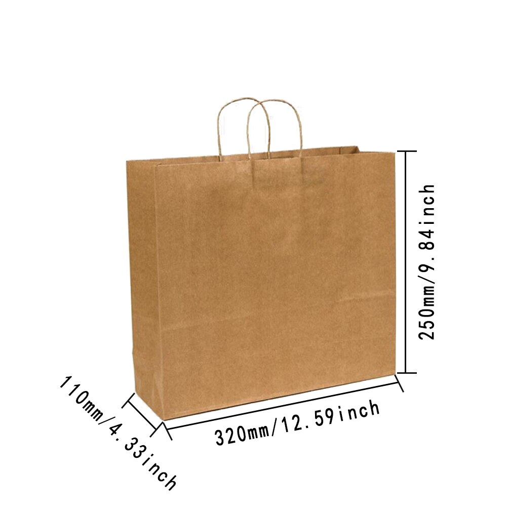 Sac en papier kraft à poignée torsadée marron avec poignées pour fête de mariage vêtements à la multifonction: 320x110mm