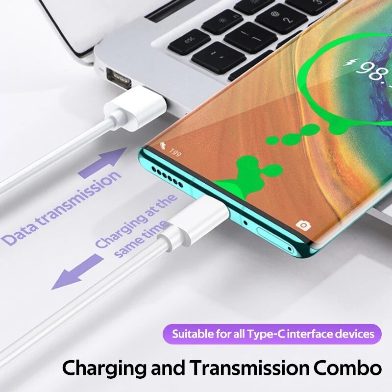 5A Type-C USB Charger for Samsung Galaxy A50 S20 A51 A71 5G 0.25M/2M/1M Fast Charging Cable for Huawei maten 10 20 30 40 pro p40