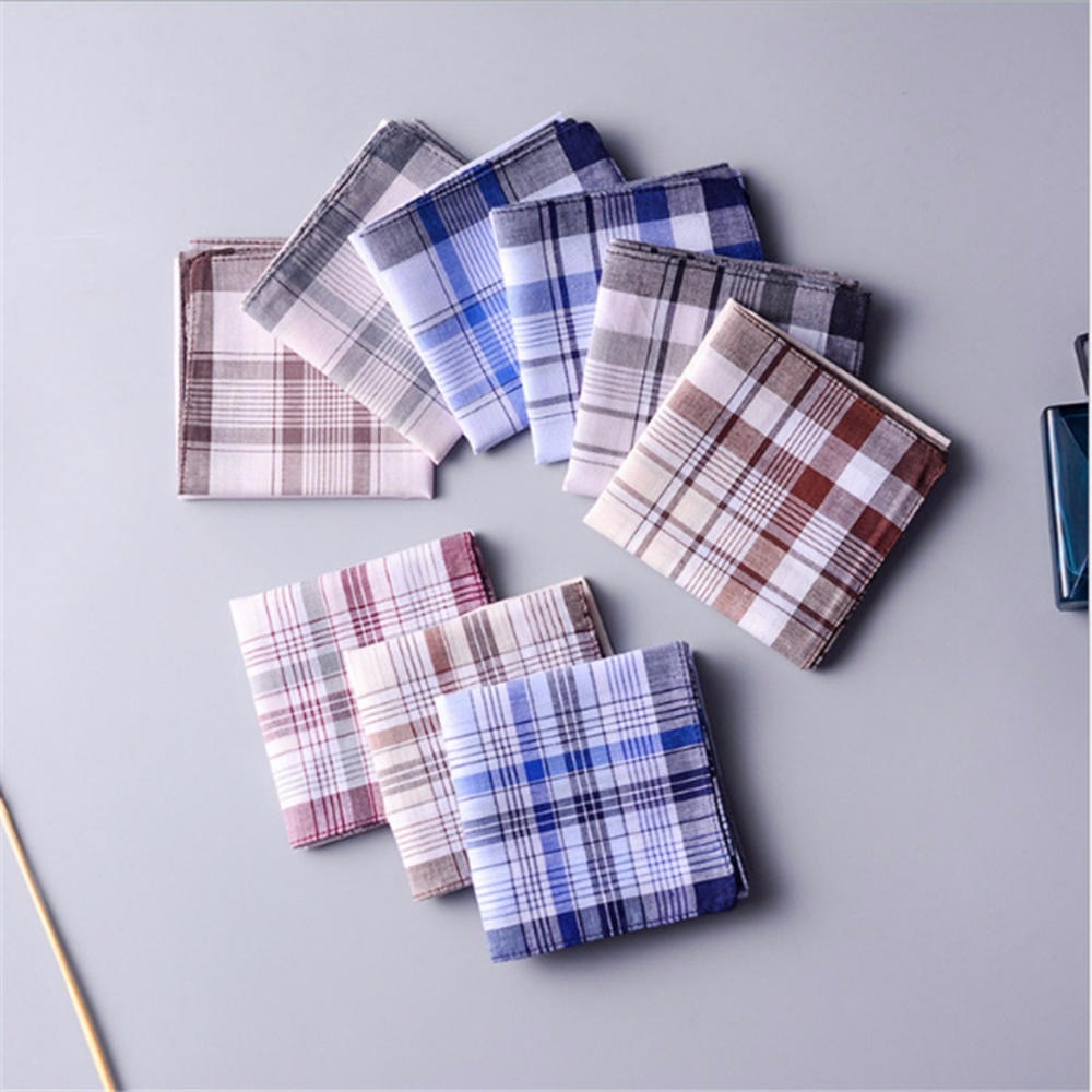 1pc firkantede plaid stribe lommetørklæder mænd klassisk vintage lomme lomme bomuldshåndklæde til bryllupsfest 38*38cm tilfældige farver