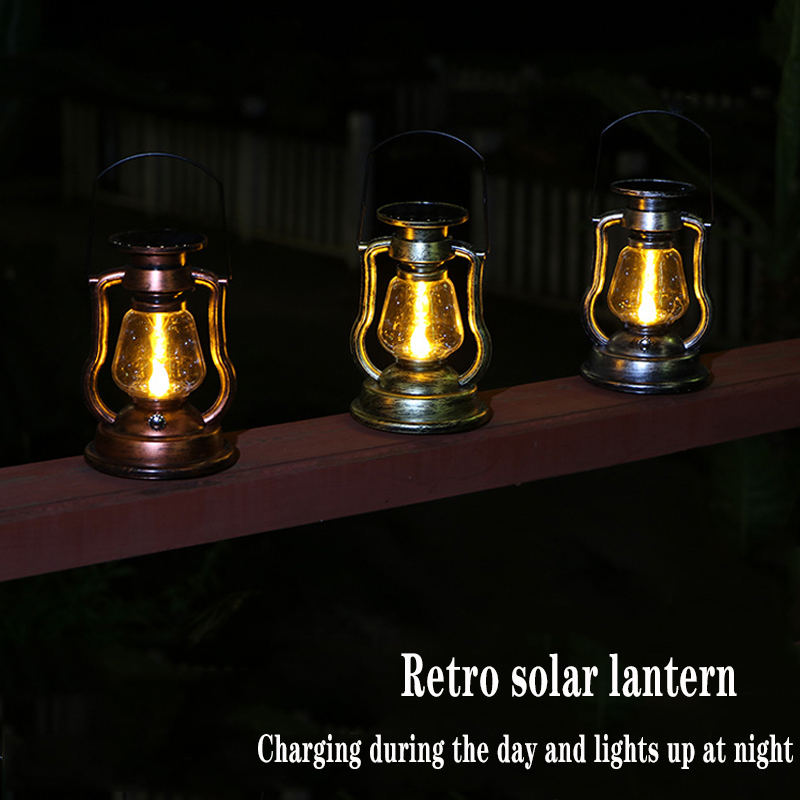 retro Solar- Kerosin Lampe Laterne Laterne Tragbare Lampe Hause Ich bin Freien Hof Garten Dekoration LED Flamme Kerze Lampe cmaping