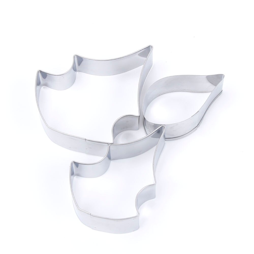 3 Stks/set Rvs Poinsettia Bloem Cookie Set Cutter 3D Fondant Sugarcraft Biscuit Bakvorm Taart Decoreren Gereedschappen