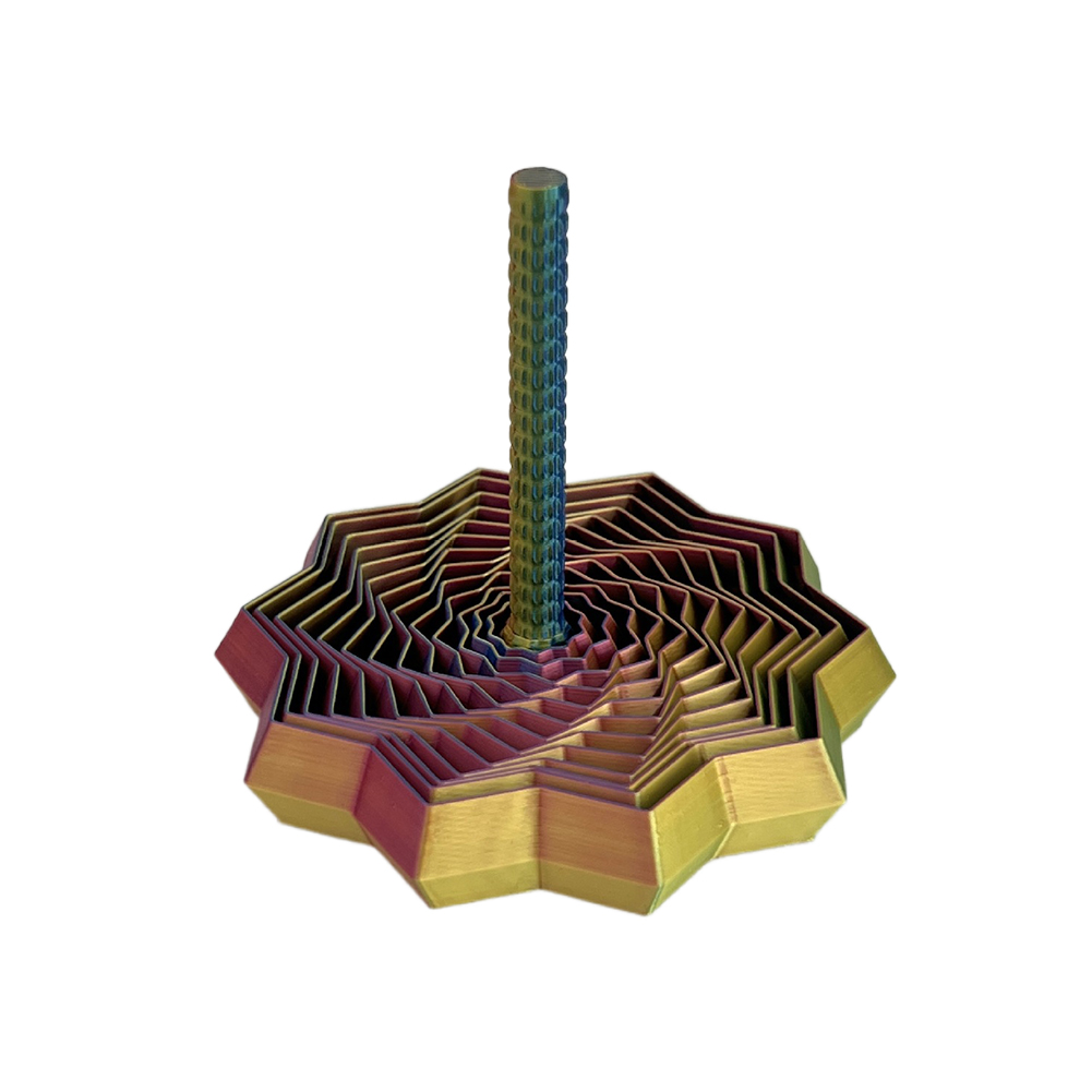 Expanded Sensory Fidget Star 3D Printed with Handles Fractal Fidget Hexagon Whirling Spiral Stress Relief Toy: GRAY