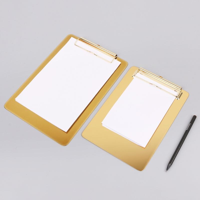 Metal udklipsholder skriveplade filmapper dokumentholder skrivebord opbevaring skole kontor papirvarer leverer 3 størrelser