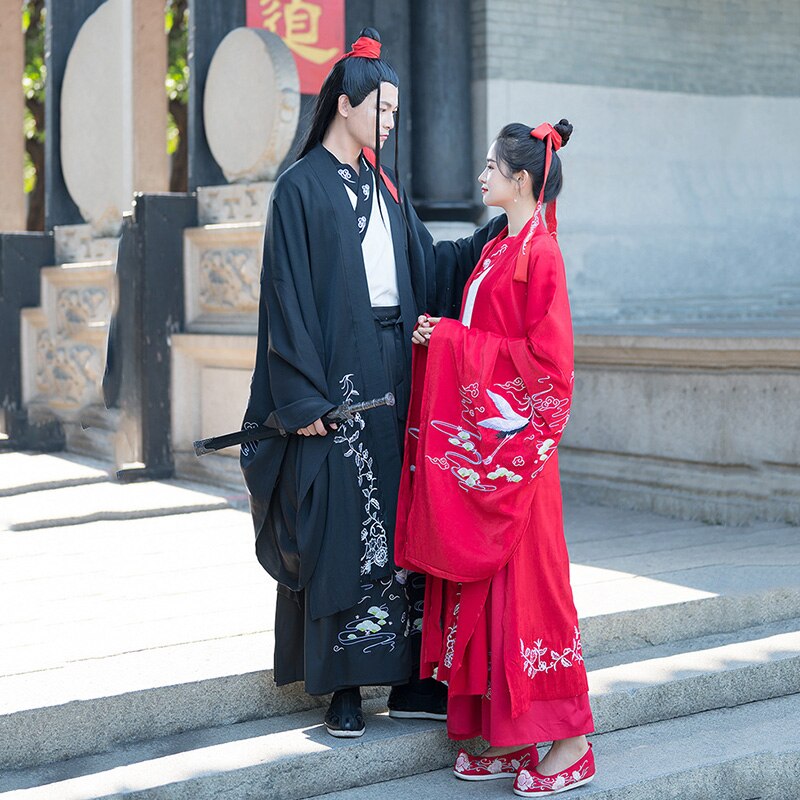 Borduurwerk Hanfu Traditionele Dans Kostuums Vrouwen Mannen Folk Festival Outfit Crane Fee Jurk Rave Prestaties Kleding DC3453