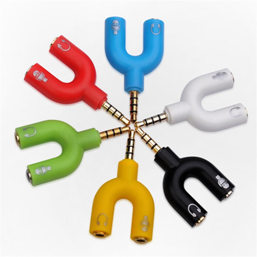 Headphone Mic Splitters Adapter 3.5mm Male to 2 Dual 3.5mm Female for Phone Laptop PS4 Headset Microphone MP3