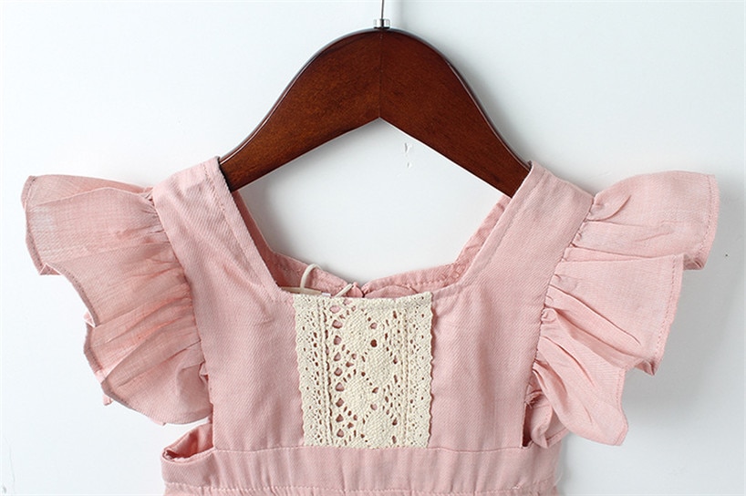 Jenter sommerkjole vintage volanger blonder plisserte kjoler bohem stil strandkjole småbarn babyklær 1-6 år