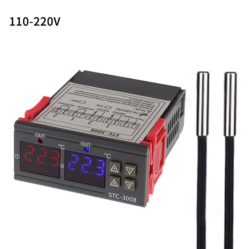 STC-1000 12V 24V 220V Digital Temperature Controller Thermostat Thermoregulator incubator Relay LED 10A Heating Cooling: STC-3008 110-220V