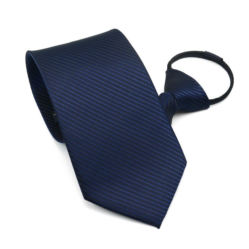 Faroonee Men's Zipper Tie Commercial Formal Suit Lazy Neck Ring Necktie Neck Tie Striped Male Wedding Narrow Cravate: Navy