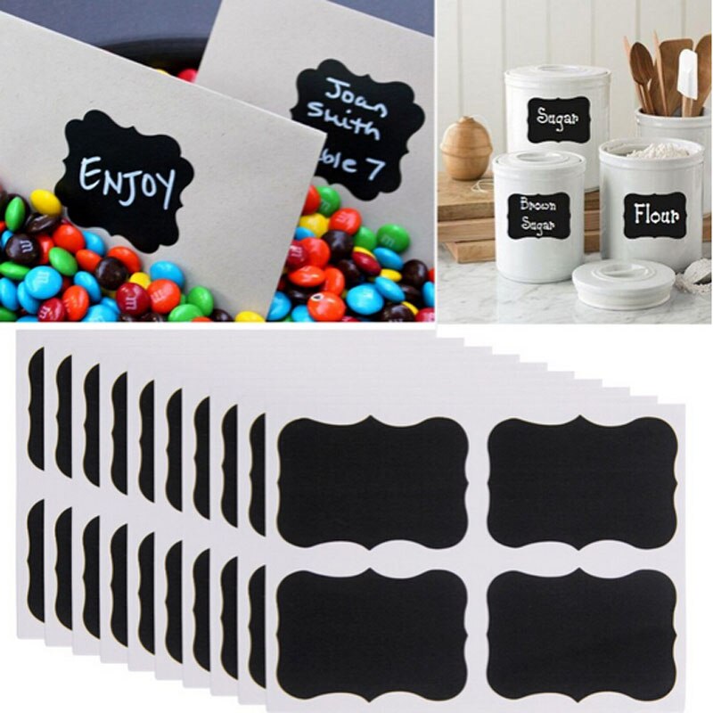 36 Pcs Fancy Black Board Keuken Jam Jar Label Etiketten Stickers 5 Cm X 3.5 Cm Decor Krijtbord