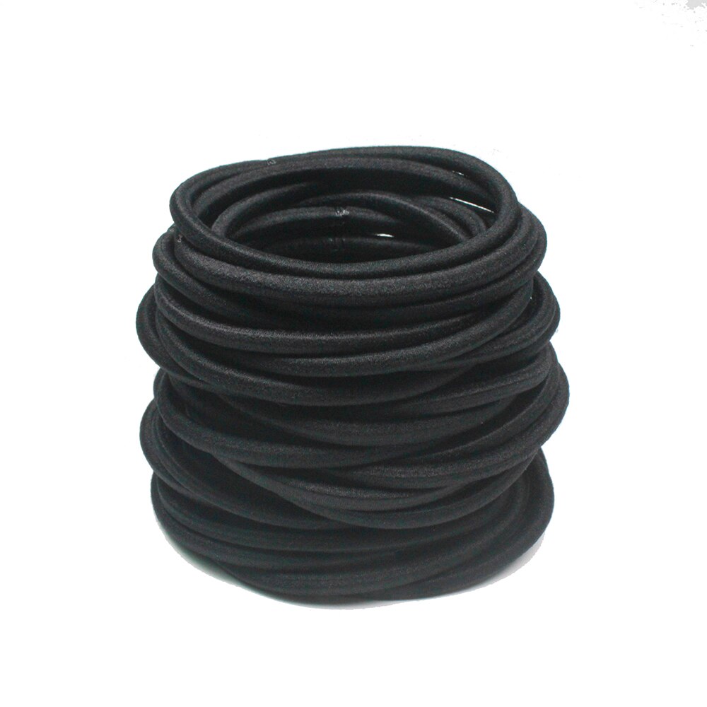 100 stücke Schwarz Haar Bands 3MM Dicke Haar Krawatten Frauen Mädchen Haar Zubehör Für Dickes Haar Kaugummi Scrunchies Pferdeschwanz Halfter 5CM