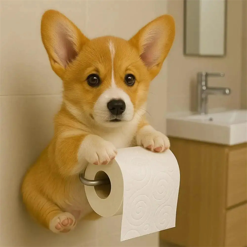 Soporte de papel higiénico para perro divertido, estatua de Animal de resina montada en la pared, organizador de rollos de pañuelos para el baño, decoración del hogar, 1 Uds.: Blanco