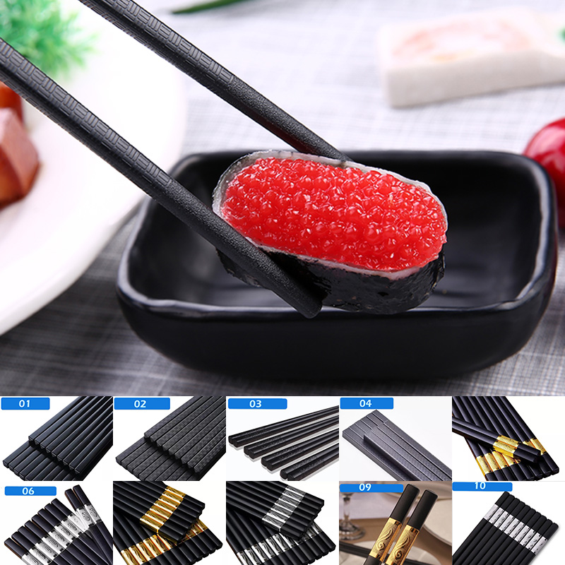 Nicht-Unterhose Chinesischen Stäbchen dauerhaft Legierung Tragbare Sushi hacken Stöcke einstellen Essstäbchen anfänger Chinesische lebensmittel Liebhaber