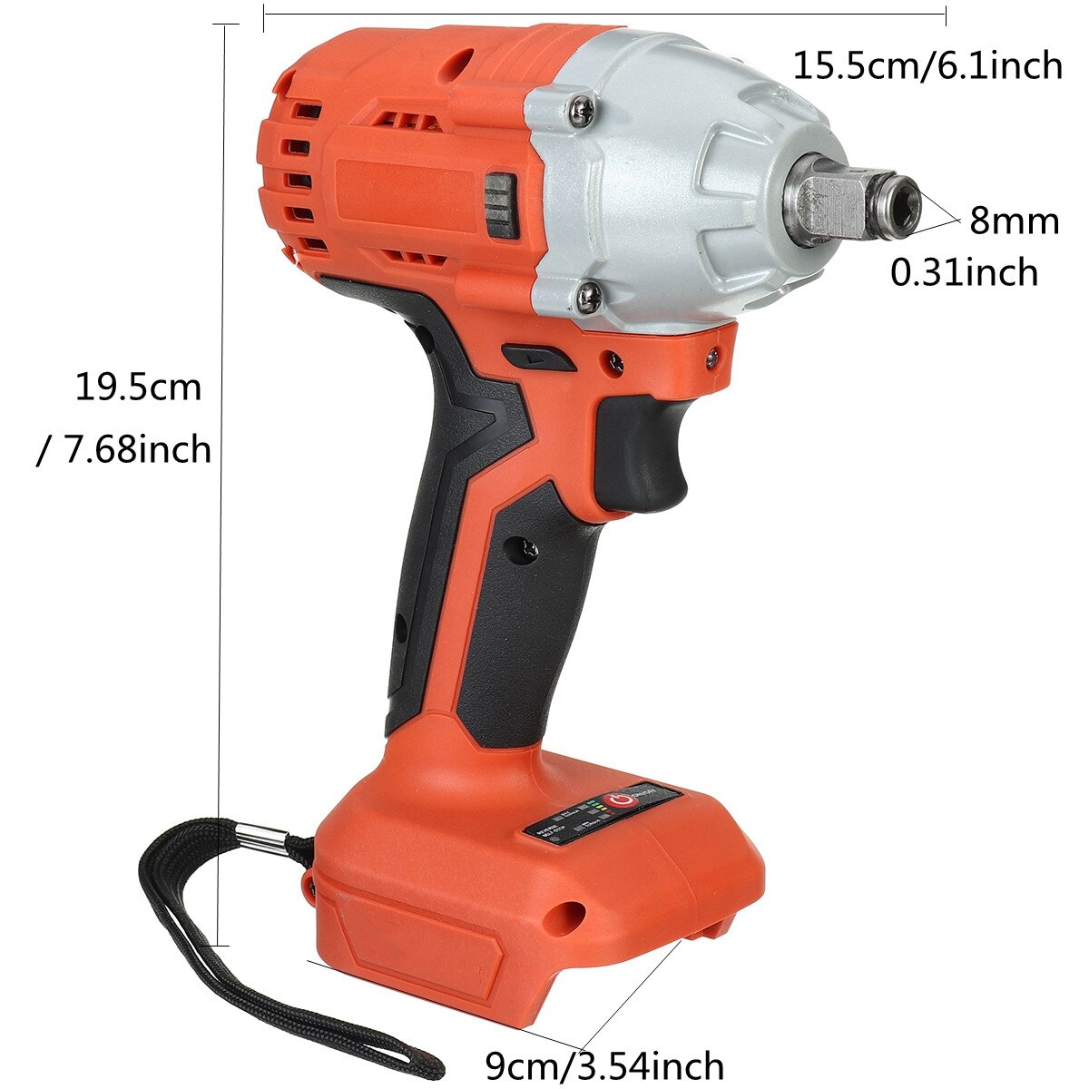 Electric Brushless Impact Wrench Screwdriver Rechargeable 1/2 Socket Wrench Power Tool Cordless + LED Light For Makita Battery: Orange