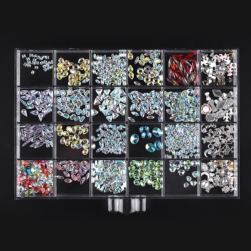 5 lags akryl negletilbehør opbevaringsboks neglesmykker modtageboks 120/100 gitter opbevaringsbokse nail art manicure værktøj