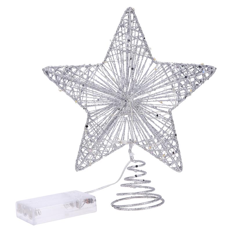 1pc udsøgt stjernehængende dekor pentagram vedhæng skinnende juletræspynt (uden batteri): Flis