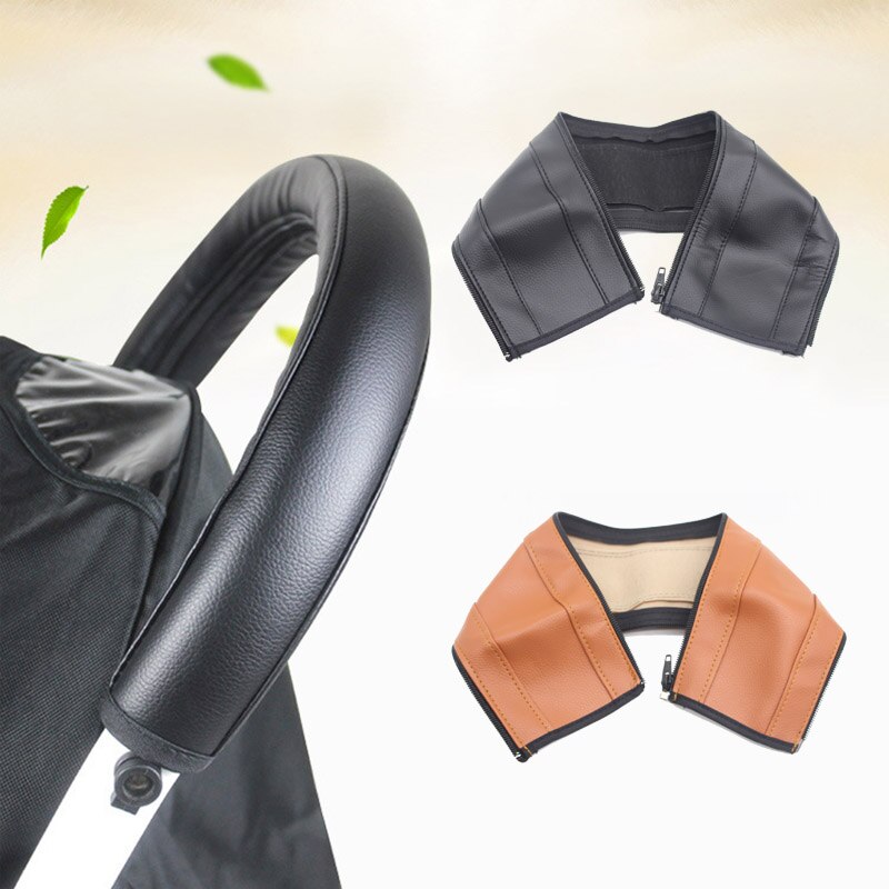 Durable manga de mango de cuero de la PU de Bar para cochecito de bebé protector 1 Uds reposabrazos cubierta de coche de bebé Accesorios
