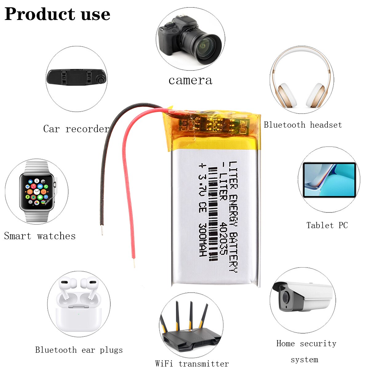 Batería Universal de iones de litio de 3,7 V, 300mAh, 402035, para tablet pc, 7 pulgadas, 8 pulgadas, 9 pulgadas, Mp3, MP4, GPS, móvil, bluetooth