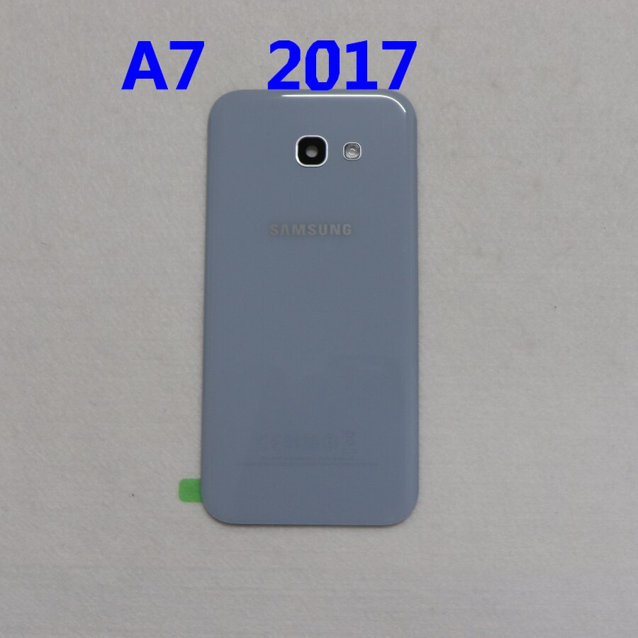 Back Glass For SAMSUNG Galaxy A3/A5/A7 A320 A520 A720 A320F A520F Back Battery Cover Rear Door Housing Case Replacement: A7 2017  blue