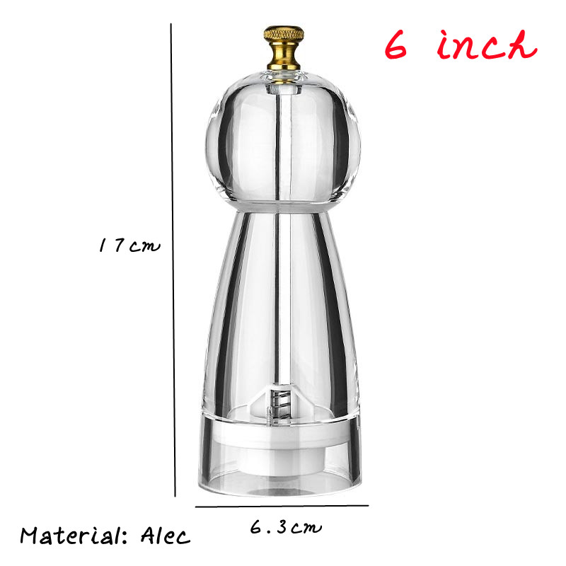 5/6/8 tums manuell pepparkvarn akryl keramisk kärna peppar havssaltkvarn multifunktionell spannmålskvarnar kryddkvarnar prylar: Ljusgrön