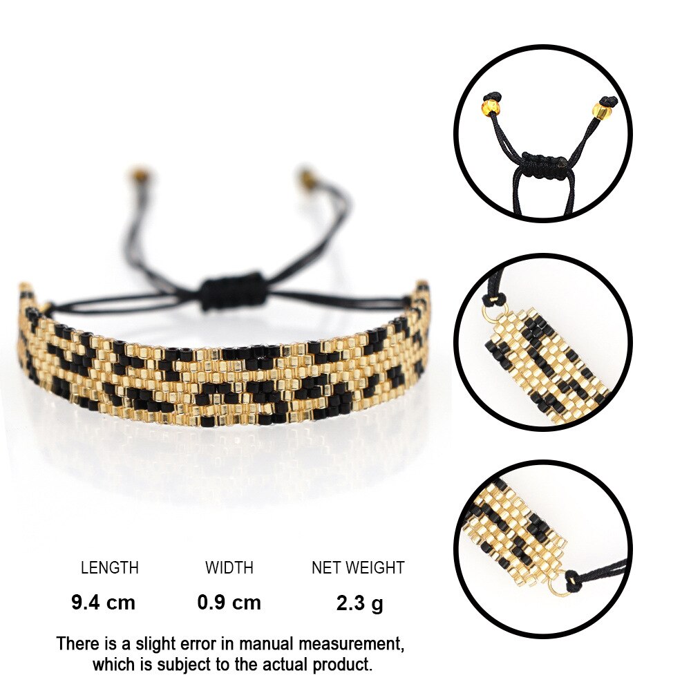Nova moda leopardo miyuki pulseira para mulheres ajustável boemia artesanal tecido grânulo pulseira na moda jóias femininas presentes