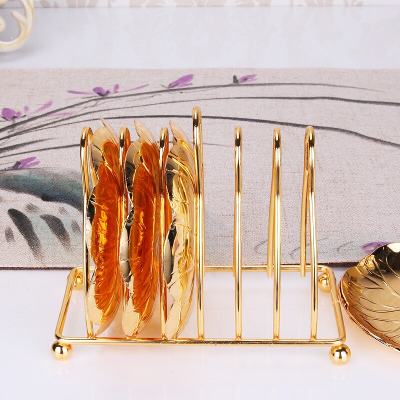 6pc Classical Golden Cocktail Metal Coaster Continental Vintage Zinc Alloy Plated Gold Plated Mat placemat diameter 10.5cm