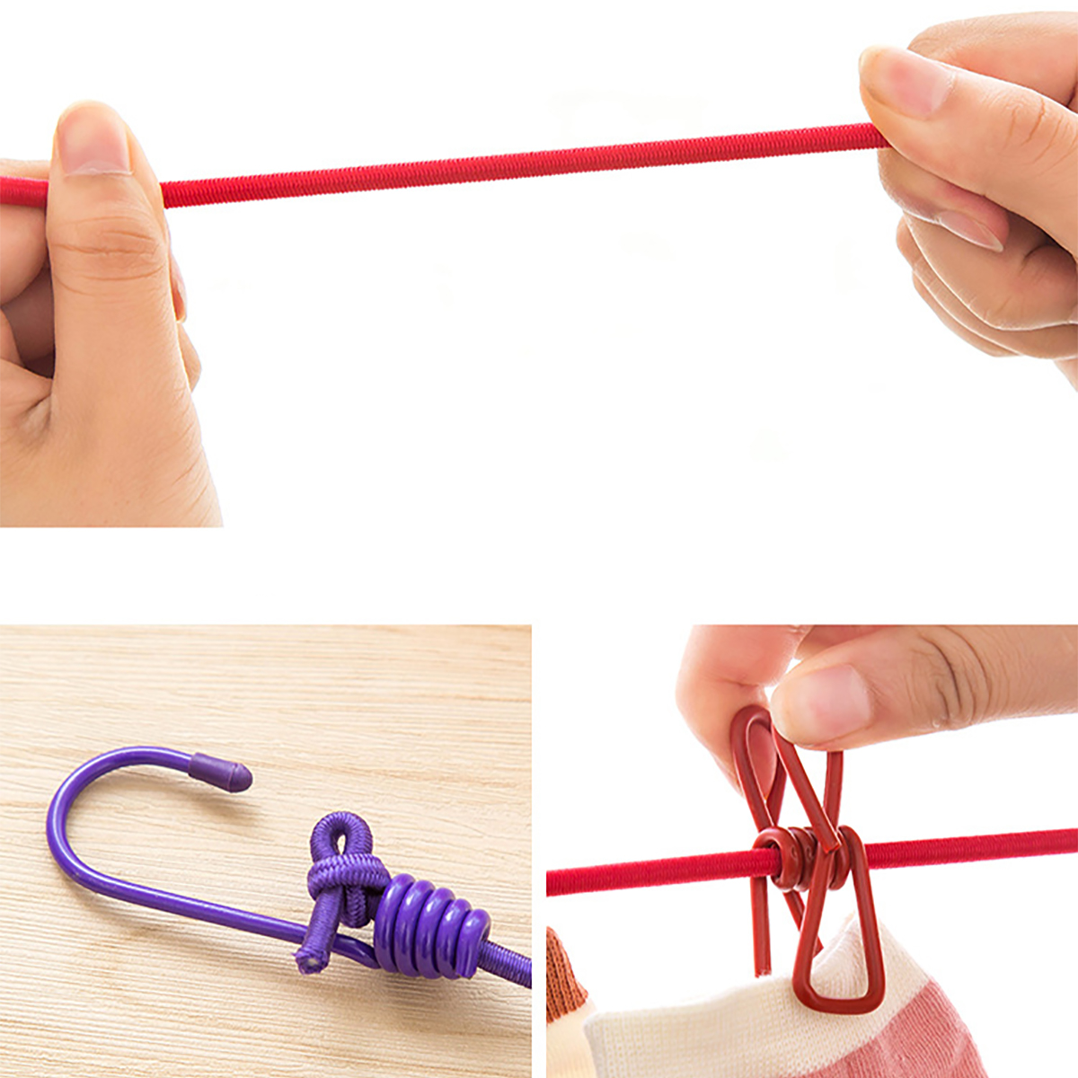 Tendedero ajustable retráctil de viaje portátil para acampar, con 12 Uds. De Clips, secado de ropa para exteriores e interiores, 1 ud.