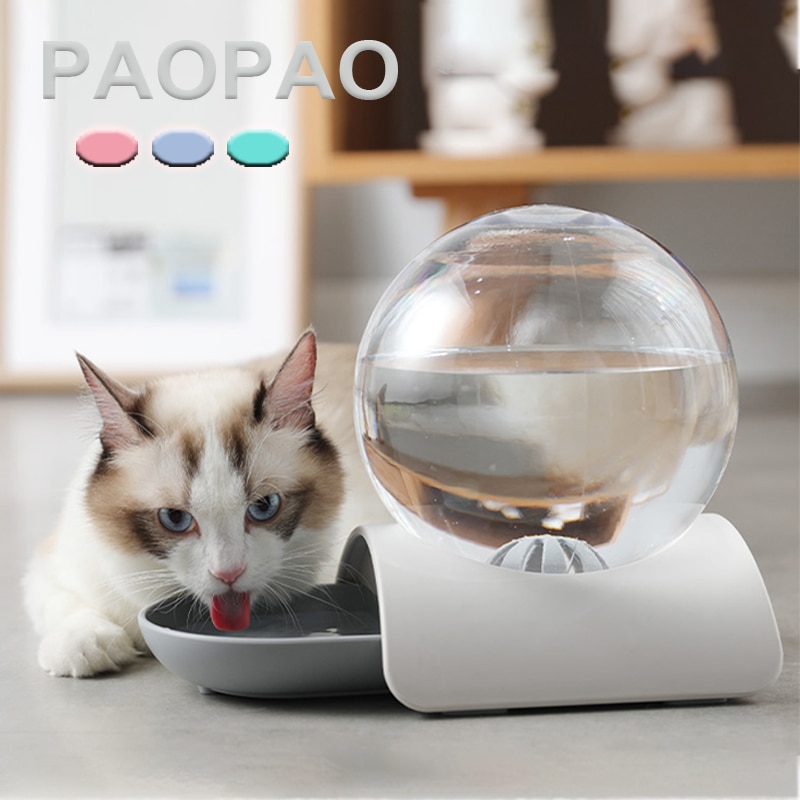 Bol d&#39;eau à bulles pour chat, distributeur automatique d&#39;eau, fontaine pour chats, grand bol à boisson, sans électricité 2,8 l