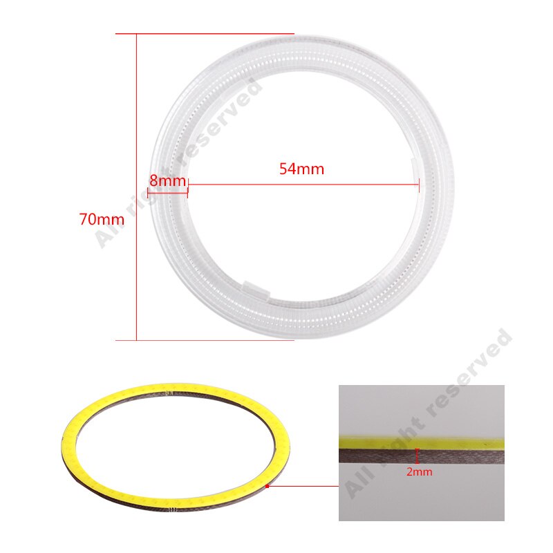 2pcs Angel Eyes COB LED 6000K Car Fog Lights 60mm 70mm 80mm 90mm 100mm 110mm 120mm Daytime Running Light DRL Halo Ring Auto 12V