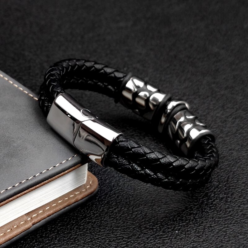 Bohemian Ghost Head Stainless Steel Bracelet Braided Leather Cloud Accessories Men&#39;s Bracelet 7 Day