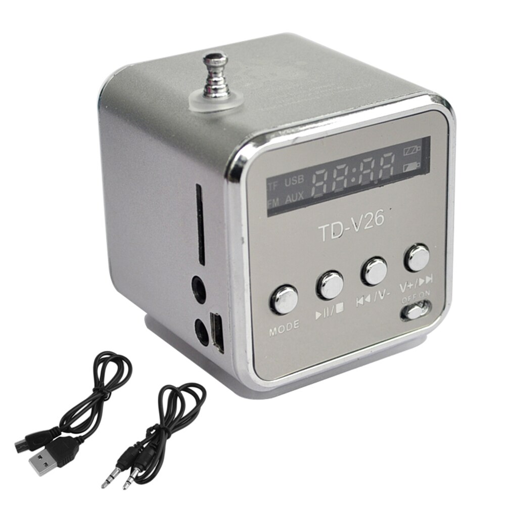 TD-V26 Draagbare Radio Speaker Met Lcd-scherm Ondersteuning Micro Sd/Tf MP3 Muziekspeler Digitale Fm Compatibel Voor Laptop