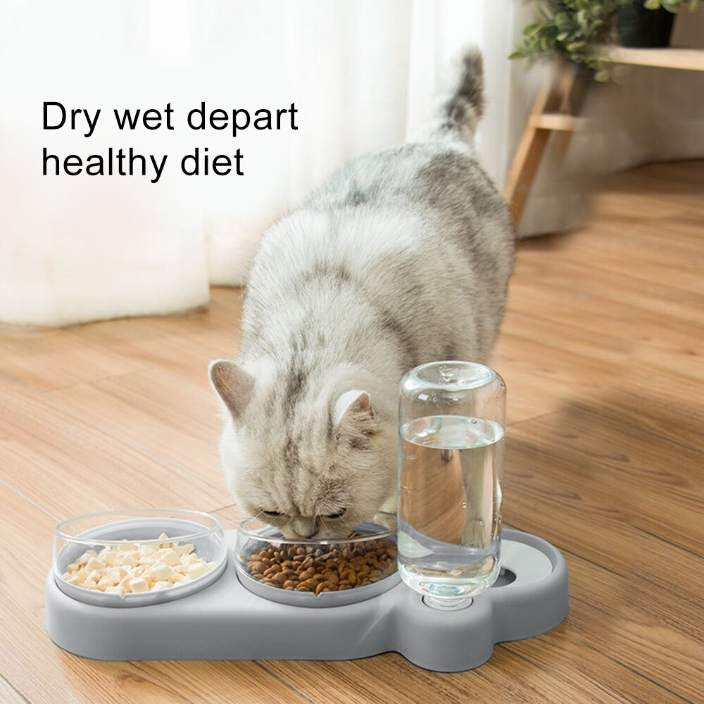 Automatische voerbak voor honden en katten, voerbak met waterdispenser, dubbele drinkbak, verhoogde staande kom, kommen met dierenbenodigdheden