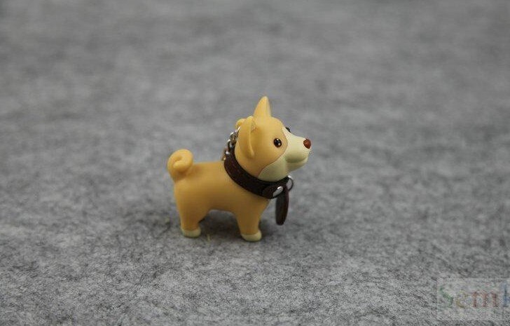 Dejlig hvalp nøglering dag model alaskan malamute japansk akita bull terrier pvc taske vedhæng tilbehør: Gul