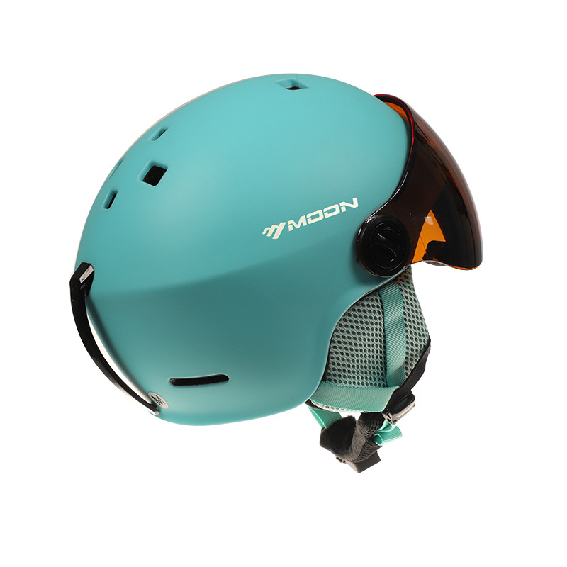 2-in-1 Detachable Wind Shield Ski Helmet Anti-fog Anti-UV Integrated Ski Goggles For Snowboarding: Green / M