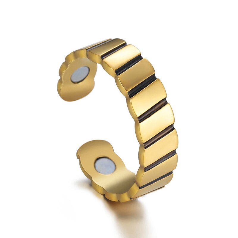 Unift magnetring for menn rustfritt stål helsesmykker klassiske enkle justerbare fingerringer fritidstilbehør: Gull