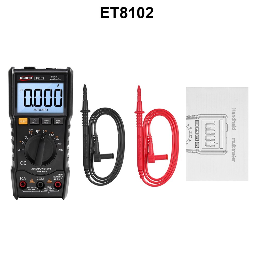 WinAPEX ET8101 Digital Multimeter 6000 Counts NCV Auto Range AC/DC Voltage Meter Temperature Tester Back light: ET8102